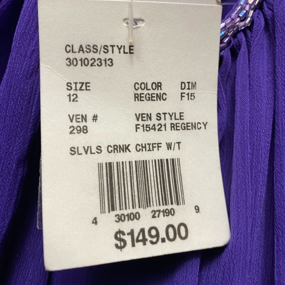 “David’s Bridal” Regency Royal purple goddess bridesmaid chiffon dress NWT sz 12 - Picture 4 of 4